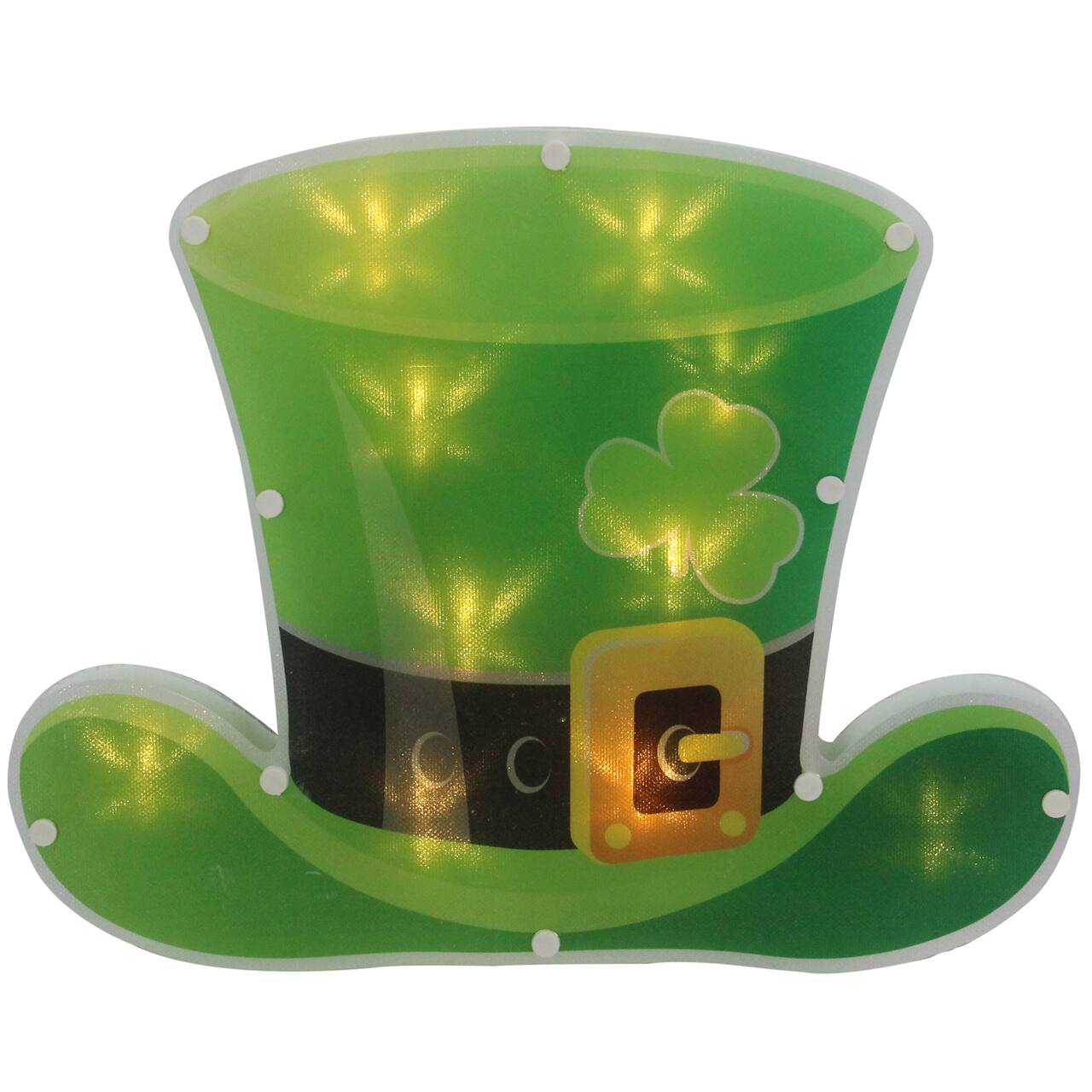 12.5" St. Patrick's Day Leprechaun Hat LED Lighted Window Silhouette